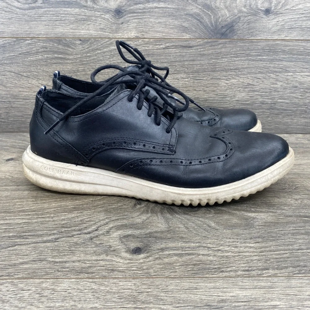 Cole Haan Grand Wingtip Oxford Mens 10 Black Leather Brogue C38712